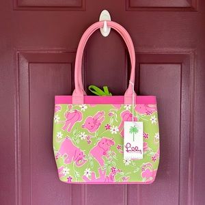 Lilly Pulitzer Palm Beach pink elephant print bag purse